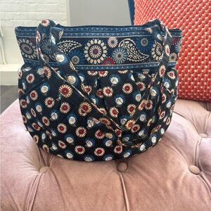 Vera Bradley Night Owl Blue and Red Floral Shoulder Bag